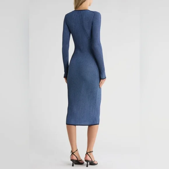 rag & bone Blue Long Sleeve Knit Dress - Picture 2 of 8